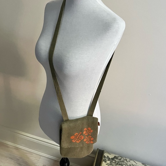 Y2K-La Senza Girl~Junior Girl~Cross Body Purse~Green & Orange~Knit Fabric - Picture 5 of 7